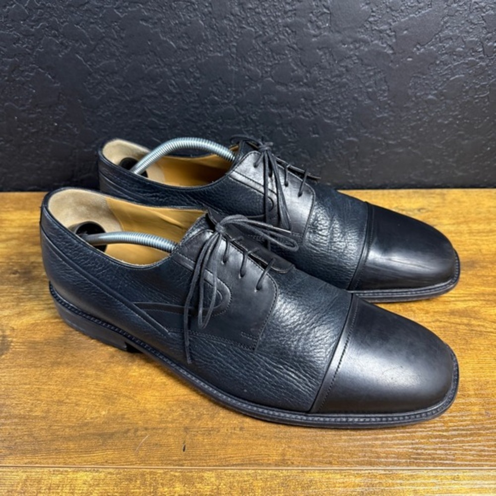 Johnston & Murphy 15-15001 Black Leather Cap Toe Derby Mens Size 12 M